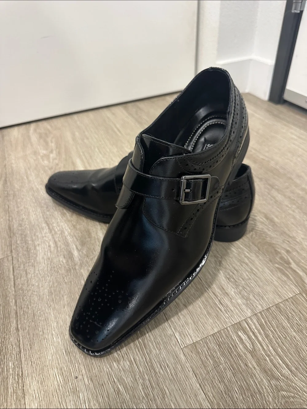 Men's Stacy Adams Kinsley Black Leather Monk Strap Dress Shoes